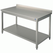 Table de travail inox adossée avec étagère - 1200x600 mm - PHCA0021