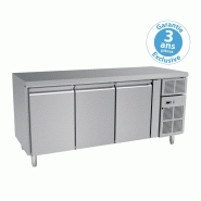 Table réfrigérée positive 3 portes 635 litres plan de travail - sans dosseret - PA3100 Table réfrigérée positive 3 portes 635 litres plan de travail - sans dosseret - PA3100