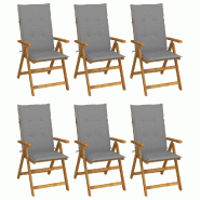 VidaXL Chaises Pliables De Jardin Lot De 6 Avec Coussins Bois D Acacia - gris 3064120