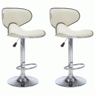 VidaXL Tabourets de bar lot de 2 crème similicuir Modèle Atlas Classique - 323647