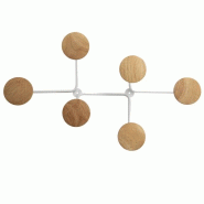 ALBA Patère murale Six, 6 têtes, en acier et bois, coloris blanc/bois - 3129710016228