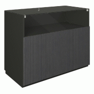 Comptoir vitrine côté bois Vertigo T01 MDF noir et noir 120x60x93cm