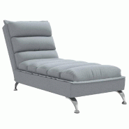 Décoshop26 - Méridienne chaise longue pour intérieur avec coussins en tissu gris clair DEC026074 - gris 3000255608096