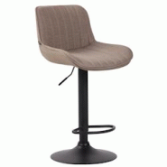 Décoshop26 - Tabouret de bar chaise haute x1 en tissu taupe coutures verticales support en métal noir 10_0005119 - noir 3000252471907 Décoshop26 - Tabouret de bar chaise haute x1 en tissu taupe coutures verticales support en métal noir 10_0005119 - noir 3000252471907