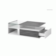Deladeco Table basse moderne blanc laqué brillant Vertigo - 3665367386135 Deladeco Table basse moderne blanc laqué brillant Vertigo - 3665367386135