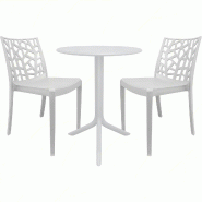 Ensemble de 2 chaises Matrix avec table ronde Spritz blanche - blanc plastique polypropylène 8050054388687