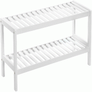 Helloshop26 - Étagère à chaussures de 2 niveaux en bambou banc à chaussures pour entrée salon salle de bains 70 x 26 x 33 cm blanc 12_0000524 - b