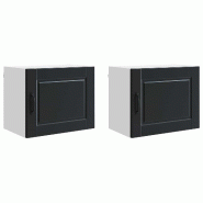 Helloshop26 - Lot de 2 armoires murales de cuisine pratiques modernes 50 x 31 x 40 cm en bois d'ingénierie noir 02_0054244 - noir Bois massif 3000238