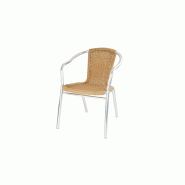 Lot de 4 fauteuils (H)755 x (L)617 mm en aluminium & rotin marron Lot de 4 fauteuils (H)755 x (L)617 mm en aluminium & rotin marron