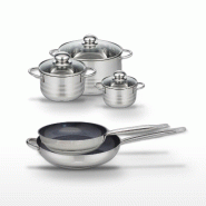 Lot Poêles 28/32 cm et Faitouts 12/16/24 cm Elo Profi Therm Platinum - gris inox 3176239970500