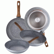 San Ignacio - Ensemble de 4 poêles (Ø20 cm, Ø24 cm, Ø26 cm et Ø28 cm), collection Daimiel, en aluminium forgé, compatible induction - aluminium PK2481