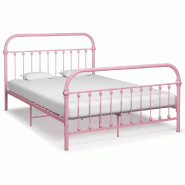 VidaXL Cadre de lit sans matelas rose métal 140x200 cm Modèle Uvionel - 284513