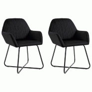VidaXL Chaises à manger lot de 2 Noir Velours Modèle Nova Compact - 249805