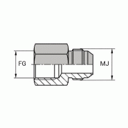 Adaptateurs - Droit mâle JIC - X femelle gaz cylindrique - MJ7/16 / FGCY1/8 - Ø MJ 7/16' (11.11mm) - Ø FG 1/8' (8.56mm)