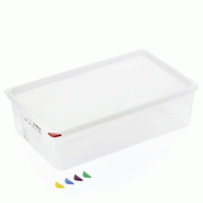 Bac GN 1/1 polypropylène H 150 mm 21 ltr avec couvercle GN 86 lot de 6 - Was Germany - plastique 4044925166416