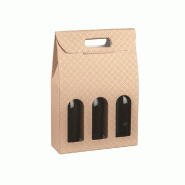 Boîte 3 bouteilles carton imprimé matelassé nude - par 10