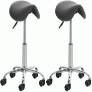 CLP Lot de 2 tabourets de travail Reno en similicuir Gris - gris polyester 324599