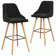 Décoshop26 - Lot de 2 tabourets de bar chaises hautes design moderne en velours noir et bois DEC029830 - noir 3000257581069