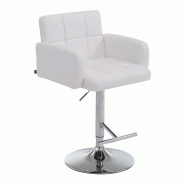 Décoshop26 - Tabouret de bar x1 avec accoudoirs et dossier confortable en synthétique blanc pieds métal chromé TDB10482 - blanc 3000449269607