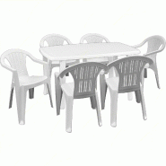 Ensemble de 6 fauteuils Ratak avec table ovale rectangulaire Cayman blanche - blanc plastique polypropylène 8050054389080