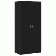 Helloshop26 - Armoire de rangement 80 x 50 x 180 cm avec grande capacité fonctionnelle style épuré en bois d'ingénierie chêne noir 02_0055914 - n