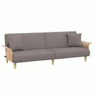 Helloshop26 - Canapé-lit avec accoudoirs  224 x 89 x 70 cm tissu taupe 02_0021009 - polyester 3001151888001