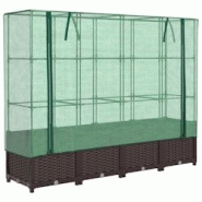 Helloshop26 - Jardinière bac lit surélevé plantes fleurs terrasse jardin surélevée avec housse aspect rotin 160 x 40 x 138 cm Marron 02_0038755 - Helloshop26 - Jardinière bac lit surélevé plantes fleurs terrasse jardin surélevée avec housse aspect rotin 160 x 40 x 138 cm Marron 02_0038755 -