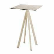 Infinity mange-debout avec piètement sable + plateau HPL Moonstone 70x70 cm