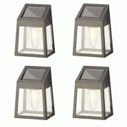 Kaemingk Set de 4 appliques solaires à LED avec filament LED. - noir plastique 8720194422786