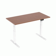 KIMEX - Bureau motorisé assis-debout 120x75cm Plateau noyer/Pied blanc - 3700685422728