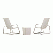 RATTATAN Set 2 fauteuils de jardin détente ergonomiques et table basse coffre en polypropylène résistant moderne pour piscine, terrasse, balcon, ja