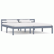 VidaXL Cadre de lit sans matelas gris bois massif de pin 180x200 cm Modèle Corvessal - 283201