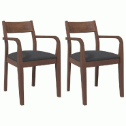 VidaXL Chaises à manger coussins 2 pcs marron bois massif caoutchouc Modèle Quartz Élite - 4102508