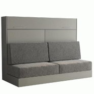 ARMOIRE LIT ESCAMOTABLE VERTIGO SOFA GRIS CANAPÉ GRIS COUCHAGE 140*200 CM