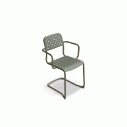Chaise avec accoudoirs TUBE base luge - olive