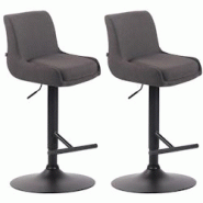CLP Lot de 2 Tabourets de bar Club en Tissu Gris foncé/Noir - gris textile 318878 CLP Lot de 2 Tabourets de bar Club en Tissu Gris foncé/Noir - gris textile 318878
