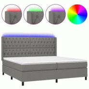 Décoshop26 - Lit LED avec sommier, tête de lit réglable et matelas 200x200 cm en tissu gris foncé TDL0208311 - gris Décoshop26 - Lit LED avec sommier, tête de lit réglable et matelas 200x200 cm en tissu gris foncé TDL0208311 - gris