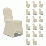 Décoshop26 - Housses élastiques de chaise Crème 18 pièces DEC022536 - beige 3001282169604