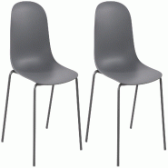 Décoshop26 - Lot de 2 chaises de jardin en plastique gris foncé et cadre robuste à quatre pieds en acier 10_0007327 - gris acier 3000266054370