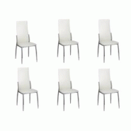 Décoshop26 - Set de 6 chaises de salle à manger cuisine design classique en PVC blanc cadre chromé DEC025671 - blanc 3000255379422 Décoshop26 - Set de 6 chaises de salle à manger cuisine design classique en PVC blanc cadre chromé DEC025671 - blanc 3000255379422