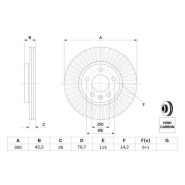 Disque de frein ventilé Bosch 0986479644 - Avant - 5 trous - Épaisseur 26 mm Disque de frein ventilé Bosch 0986479644 - Avant - 5 trous - Épaisseur 26 mm