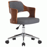 Helloshop26 - Chaise fauteuil siège pivotante de bureau informatique étude bois courbé et tissu gris 02_0024108 - gris métal 3000214688954