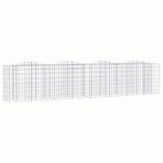 Lit surélevé à gabions arqué 400 x 50 x 100 cm fer galvanisé Argent 02_0039936 - 3000218686819