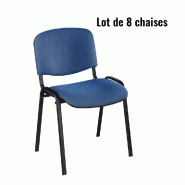 Lot de 8 chaises de réunion Leo en tissu bleu Lot de 8 chaises de réunion Leo en tissu bleu