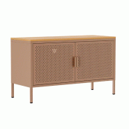 Oviala Business Buffet moderne 2 portes L100 cm en métal marron - marron acier 113980