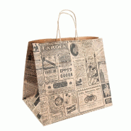 Sac kraft brun traiteur "Times" poignées torsadées 26+14x32cm - par 250