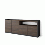 SKRAUT HOME Buffet salon et cuisine, 207x80x37 cm, 4 Portes, Meuble chaussure, Chêne foncé et Noir - marron Bois manufacturé 704_13