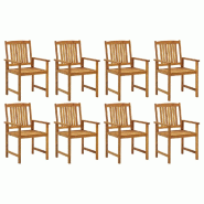 VidaXL Chaises De Jardin Lot De 8 Bois D Acacia Solide - 3078150