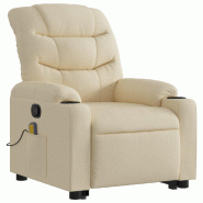 VidaXL Fauteuil inclinable de massage Crème Tissu Modèle Elmelia - 3206662