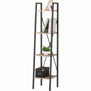 WDMT Étagère étroite 4 tablettes - Meuble de rangement ouvert - Marron - noir multi-matériau FN151373_0